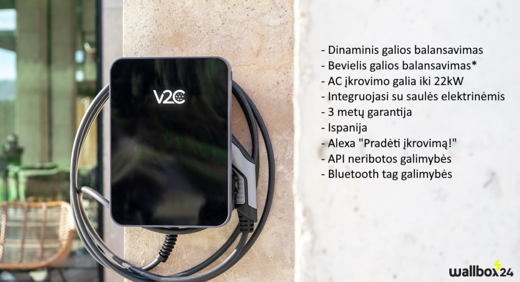 V2C Trydan charging station with integrated Type2 cable